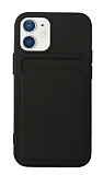 iPhone 12 / 12 Pro 6.1 inç Kartlıklı Siyah Kılıf
