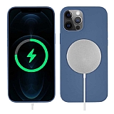 iPhone 12 / 12 Pro 6.1 inç Silksafe Wireless Şarj Destekli Mavi Kılıf