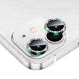 iPhone 12 Mini 5.4 inç Crystal Taşlı Yeşil Kamera Lensi Koruyucu