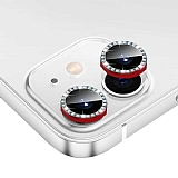 iPhone 12 Mini 5.4 inç Crystal Kırmızı Taşlı Kamera Lensi Koruyucu