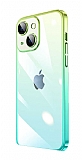 iPhone 12 Geili Kamera Korumal Mavi-Yeil Silikon Klf