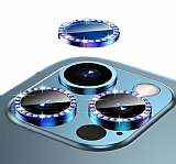 iPhone 12 Pro 6.1 inç Crystal Taşlı Mavi Kamera Lensi Koruyucu