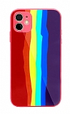 iPhone 12 Mini Rainbow Glass Kırmızı Silikon Kılıf