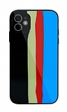 iPhone 12 Mini Rainbow Glass Mavi Silikon Kılıf