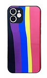 iPhone 12 Mini Rainbow Glass Çok Renkli Silikon Kılıf