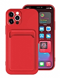 iPhone 12 Pro 6.1 inç Kartlıklı Kamera Korumalı Kırmızı Kılıf
