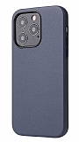 iPhone 13 Pro Max Metal Tuşlu Lacivert Deri Kılıf