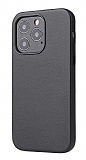iPhone 13 Pro Max Metal Tuşlu Siyah Deri Kılıf