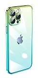 iPhone 12 Pro Max Geçişli Kamera Korumalı Yeşil-Mavi Silikon Kılıf