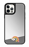 iPhone 12 Pro Max Gökkuşağı Figürlü Aynalı Silver Rubber Kılıf