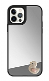 iPhone 12 Pro Pembe rdek Figrl Aynal Silver Rubber Klf