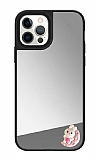 iPhone 12 Pro Sevimli Tavşan Figürlü Aynalı Silver Rubber Kılıf