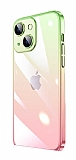 iPhone 13 Geçişli Kamera Korumalı Yeşil-Pembe Silikon Kılıf