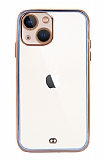 iPhone 13 Kamera Korumalı Bumper Mavi Silikon Kılıf