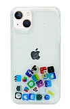 iPhone 13 Mini Sulu Simli Mobil Uygulama Simgeleri Rubber Kılıf