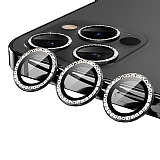 iPhone 13 Pro Crystal Taşlı Siyah Kamera Lensi Koruyucu