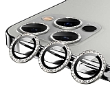 iPhone 13 Pro Crystal Taşlı Silver Kamera Lensi Koruyucu