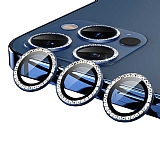 iPhone 13 Pro Crystal Taşlı Mavi Kamera Lensi Koruyucu