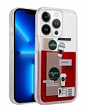 iPhone 13 Pro Max Kahve Figürlü Sulu Kırmızı Silikon Kılıf