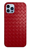 iPhone 13 Pro Hasır Desenli Kırmızı Silikon Kılıf