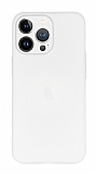 iPhone 13 Pro Ultra İnce Beyaz Tuşlu Şeffaf Kılıf