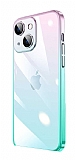 iPhone 14 Geçişli Kamera Korumalı Pembe-Mavi Silikon Kılıf