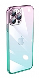 iPhone 14 Pro Max Geçişli Kamera Korumalı Mavi-Pembe Silikon Kılıf