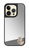 iPhone 14 Pro Pembe rdek Figrl Aynal Silver Rubber Klf