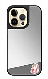 iPhone 14 Pro Sevimli Tavşan Figürlü Aynalı Silver Rubber Kılıf