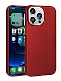 iPhone 15 Pro Kamera Korumalı Mat Kırmızı Silikon Kılıf