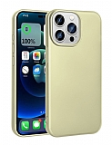 iPhone 15 Pro Kamera Korumalı Mat Gold Silikon Kılıf