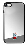 iPhone 7 / 8 Kedi Figürlü Aynalı Silver Rubber Kılıf