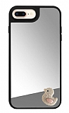 iPhone 7 Plus / 8 Plus Pembe Ördek Figürlü Aynalı Silver Rubber Kılıf
