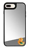 iPhone 7 Plus / 8 Plus Sarı Ördek Figürlü Aynalı Silver Rubber Kılıf
