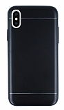 iPhone X / XS Silikon Kenarlı Metal Siyah Kılıf