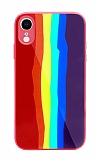 iPhone XR Rainbow Glass Kırmızı Silikon Kılıf