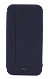Kajsa iPhone 12 Pro Max 6.7 inç Dale Parallel PU Folio Kapaklı Lacivert Kılıf