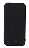 Kajsa iPhone 12 Pro Max 6.7 inç Dale Parallel PU Folio Kapaklı Siyah Kılıf