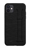 Kajsa Hand Strap iPhone 12 / 12 Pro Siyah Silikon Kılıf