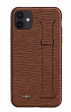 Kajsa Hand Strap iPhone 12 / 12 Pro Kahverengi Silikon Kılıf