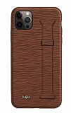 Kajsa Hand Strap iPhone 12 Pro Max Kahverengi Silikon Kılıf