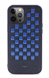 Kajsa iPhone 12 Pro Max 6.7 inç Preppie Spotlight Woven Mavi Rubber Kılıf