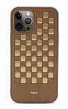 Kajsa iPhone 12 Pro Max 6.7 inç Preppie Spotlight Woven Gold Rubber Kılıf