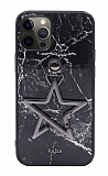 Kajsa iPhone 12 Pro Max 6.7 inç Starry Marble Pattern Dark Silver Rubber Kılıf
