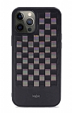 Kajsa iPhone 12 / 12 Pro 6.1 inç Preppie Spotlight Woven Siyah Rubber Kılıf