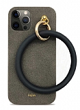 Kajsa iPhone 12 Pro Max 6.7 inç Splendid Morandi Ring Gri Rubber Kılıf