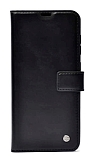Kar Deluxe Samsung Galaxy M52 5G Cüzdanlı Yan Kapaklı Siyah Deri Kılıf