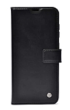 Kar Deluxe Samsung Galaxy M33 Kapaklı Cüzdanlı Siyah Deri Kılıf