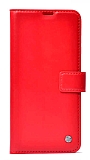 Kar Deluxe Samsung Galaxy S21 FE 5G Kapaklı Cüzdanlı Kırmızı Deri Kılıf