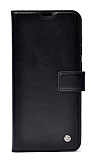 Kar Deluxe Samsung Galaxy S23 Ultra Kapaklı Cüzdanlı Siyah Deri Kılıf